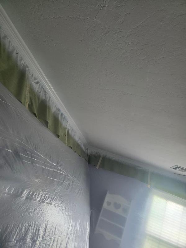 Corner detail on a retextured ceiling